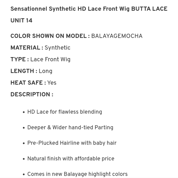 Sensationnel Synthetic HD front lace wig Butta Lace Unit 14 in Balayage Chocolat - Picture 7 of 7